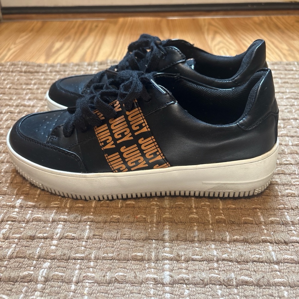 Juicy Couture Black Sneakers with Gold Logo Stripe